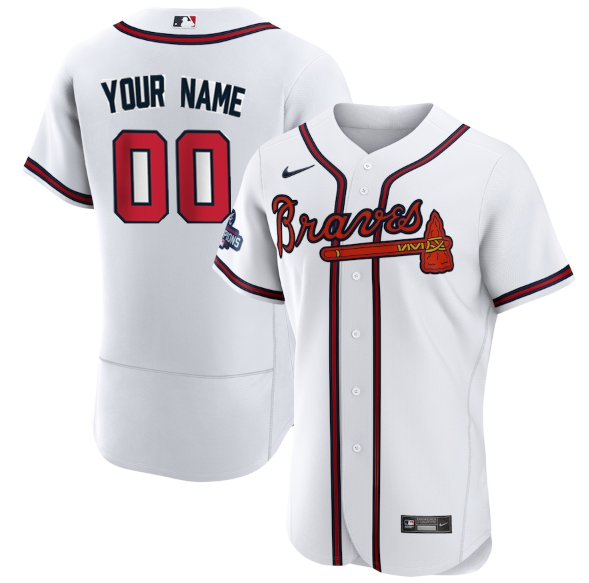 Men's White Atlanta Braves White ACTIVE PLAYER Custom 2021 World Series Champions Stitched Jersey